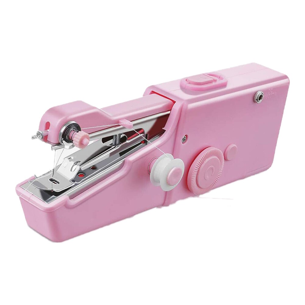 Portable Handheld Sewing Machine Mini Stitch Sew Needlework Cordless Clothes Fabrics Electric Sewing Machine: Pink