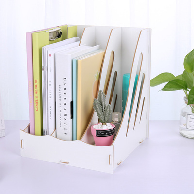 office accessories Document Tray Desktop Multifunction Storage Box File Holder Bookend Office Desk Organizer School Supplies: WHITE