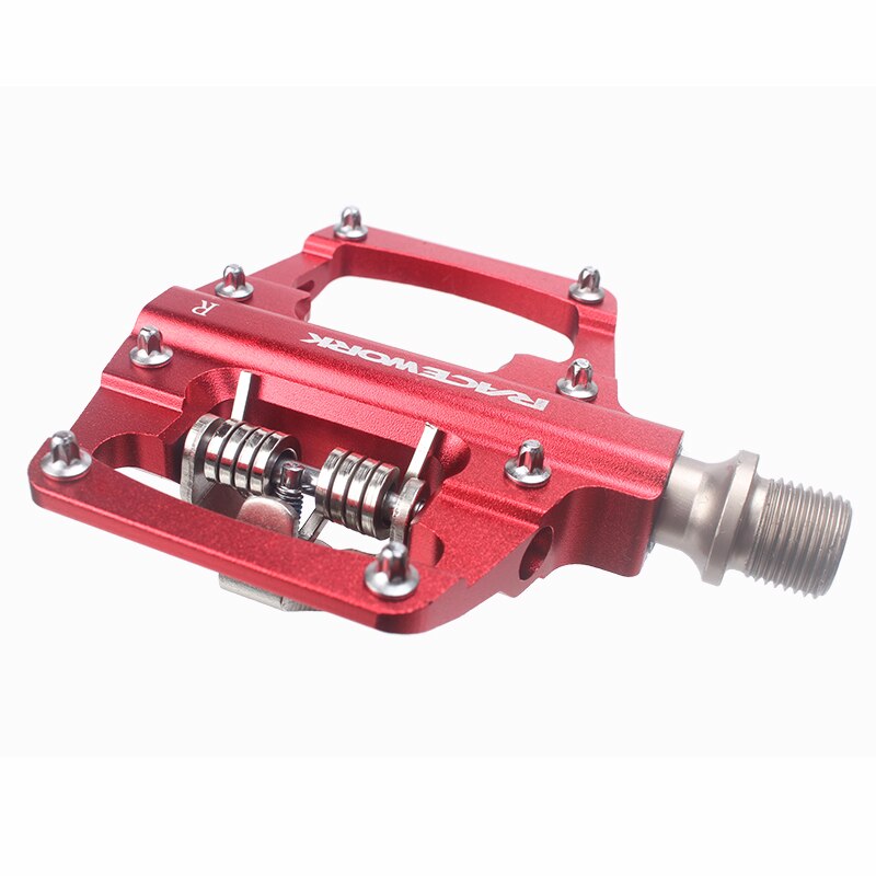 Racework Mtb Bike Klikpedalen Zelfsluitende Cnc Aluminium Du Lager Spd Dubbele Platte Platform Mountainbike Pedaal