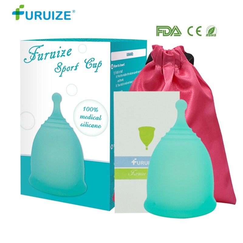 Copa menstrual para mujer, Copa de higiene femenina, Copa Menstrual reutilizable de grado médico de silicona, 100%: 1pcs-bag-box-Blue / L size