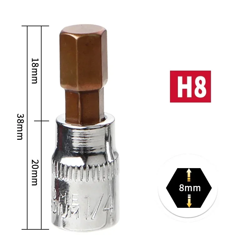 1/4 Inch Drive Hex Socket Bit Set 3mm 4mm 5mm 6mm 7mm 8mm schroevendraaier Bits Voor Inner Hex Socket Handgereedschap H3 H4 H5 H6 H7 H8: Light Grey