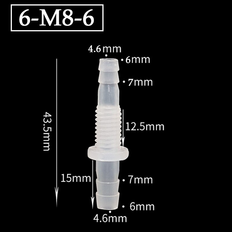 10Pcs 8~12mm M14~M16 Thread PP Straight Connectors Aquarium Fish Tank Plastic Pagoda Joints Food Grade Air Pump Hose Nut Adapter