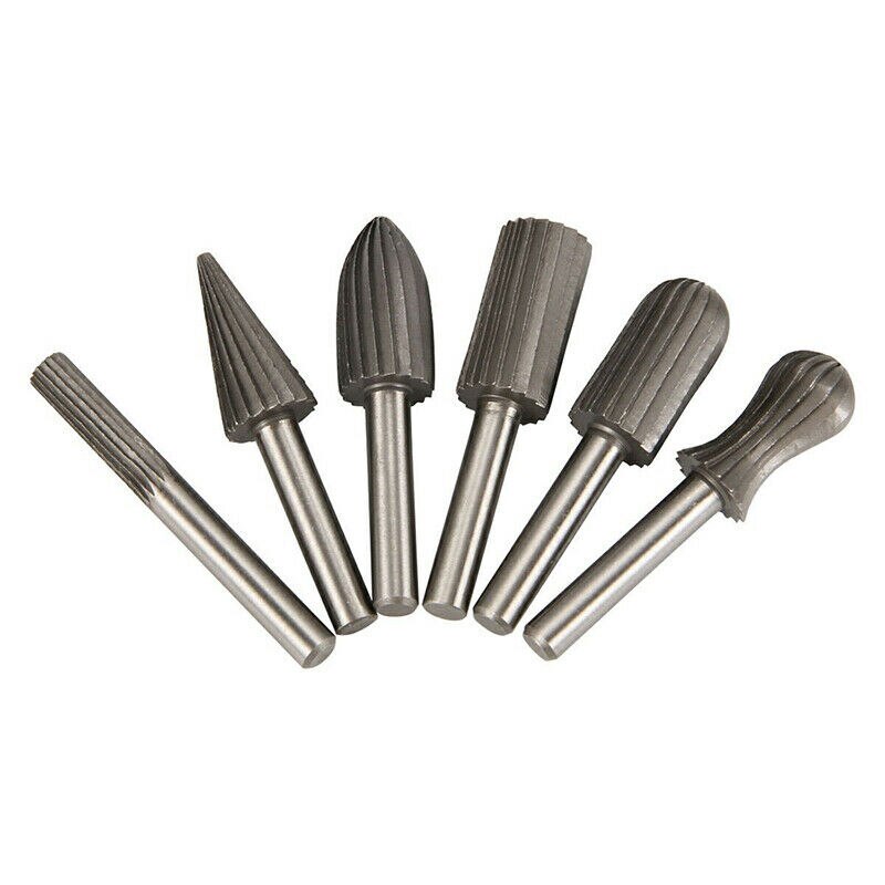 6PCS Carbide Burrs Tungsten Carbide 12mm Rotary Point Burr For Finishing Metal Rotary Drill Bit Grinder Rotary File Cutter Tools