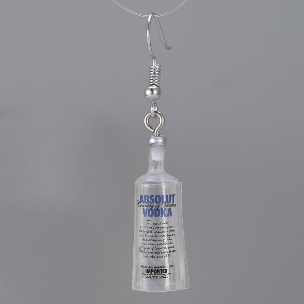 Kreatywne fajne butelki wódki spadek kolczyki śmieszne styl picia kreskówka przezroczysta butelka dyndać kolczyki dla kobiet