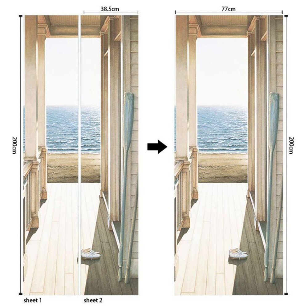 Simulation Door Stickers Home Decor Door Wrap Wall Sticker Mural Wallpaper Poster Self Adhesive Waterproof Door Decal