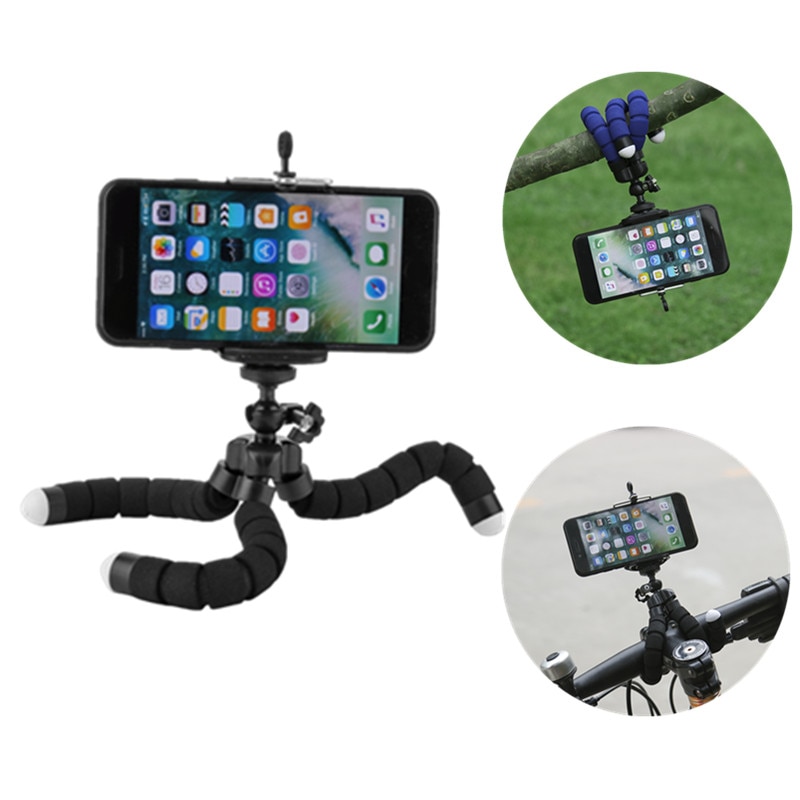 Fleksibel blæksprutte telefon kamera holder stativ beslag 360 roterende stativ u clip mount monopod rejse mobil kamera selfie støtte