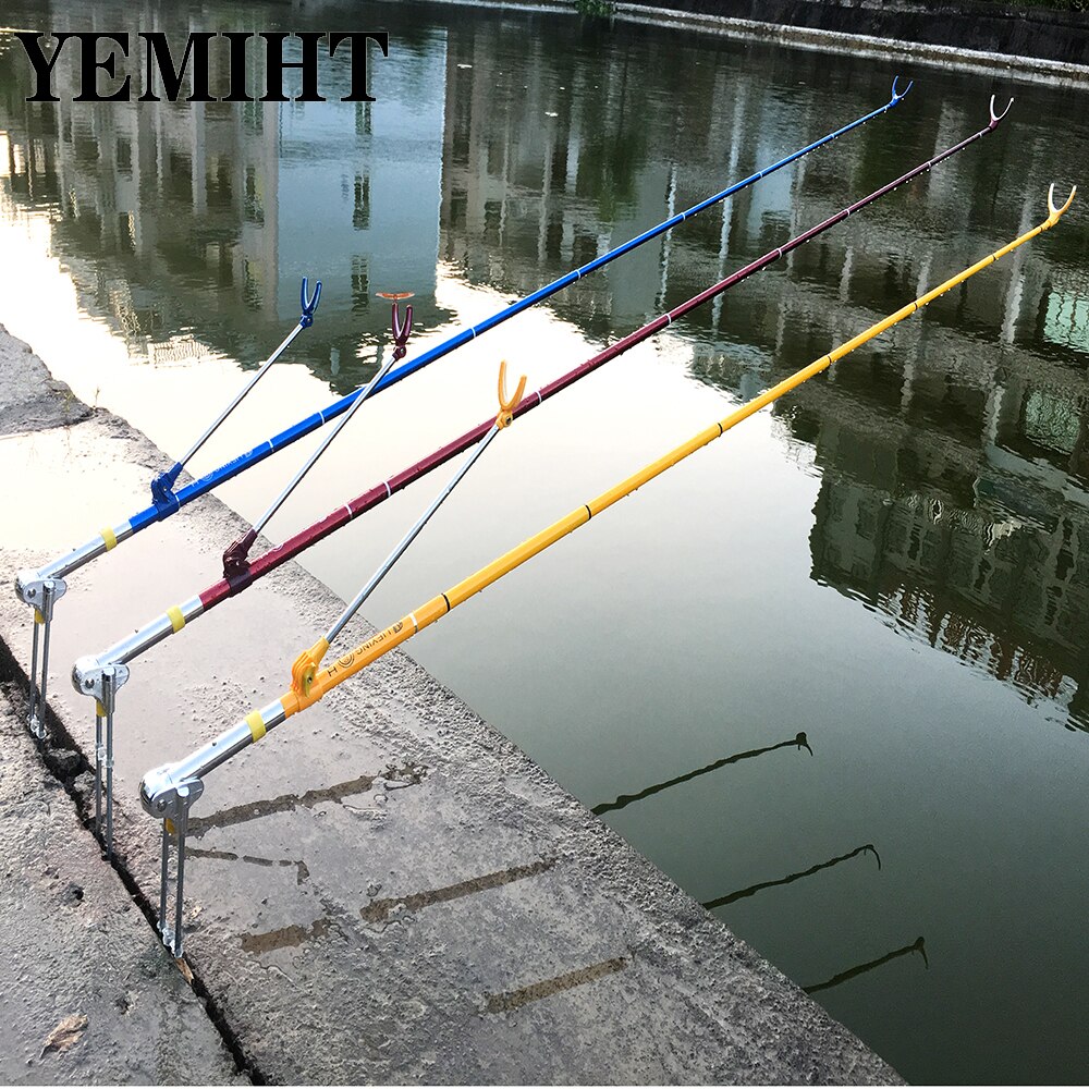 Iemiht vara de pesca de pé, suporte para varas de pesca, fibra de carbono, ajustável, telescópica, ferramenta de pesca, 1.7/2.1/2.4m