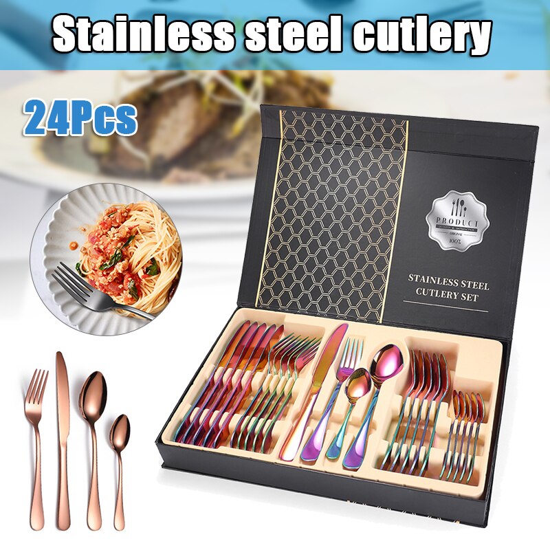 24 Stks/set Rvs Servies Bestek Sets Cutter Vork Lepel Thuis Keuken Eetkamer Myding