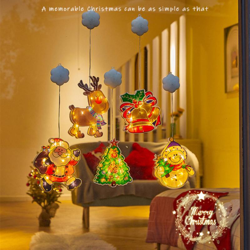 Christmas LED Window Decoration Lights Christmas Suction Cup Chandelier Party Ornament Lights Indoor Bedroom Scene Layout