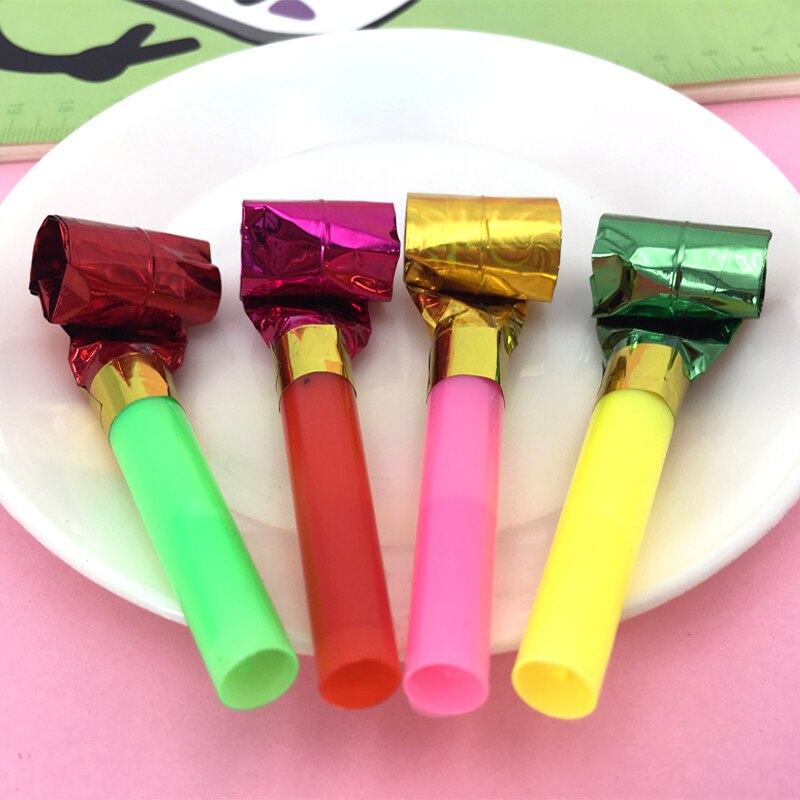 10Pcs/lot Party Supplies Plastic Blowing Dragon 11cm blow roll Children Whistle Birthday Party cheer props for children