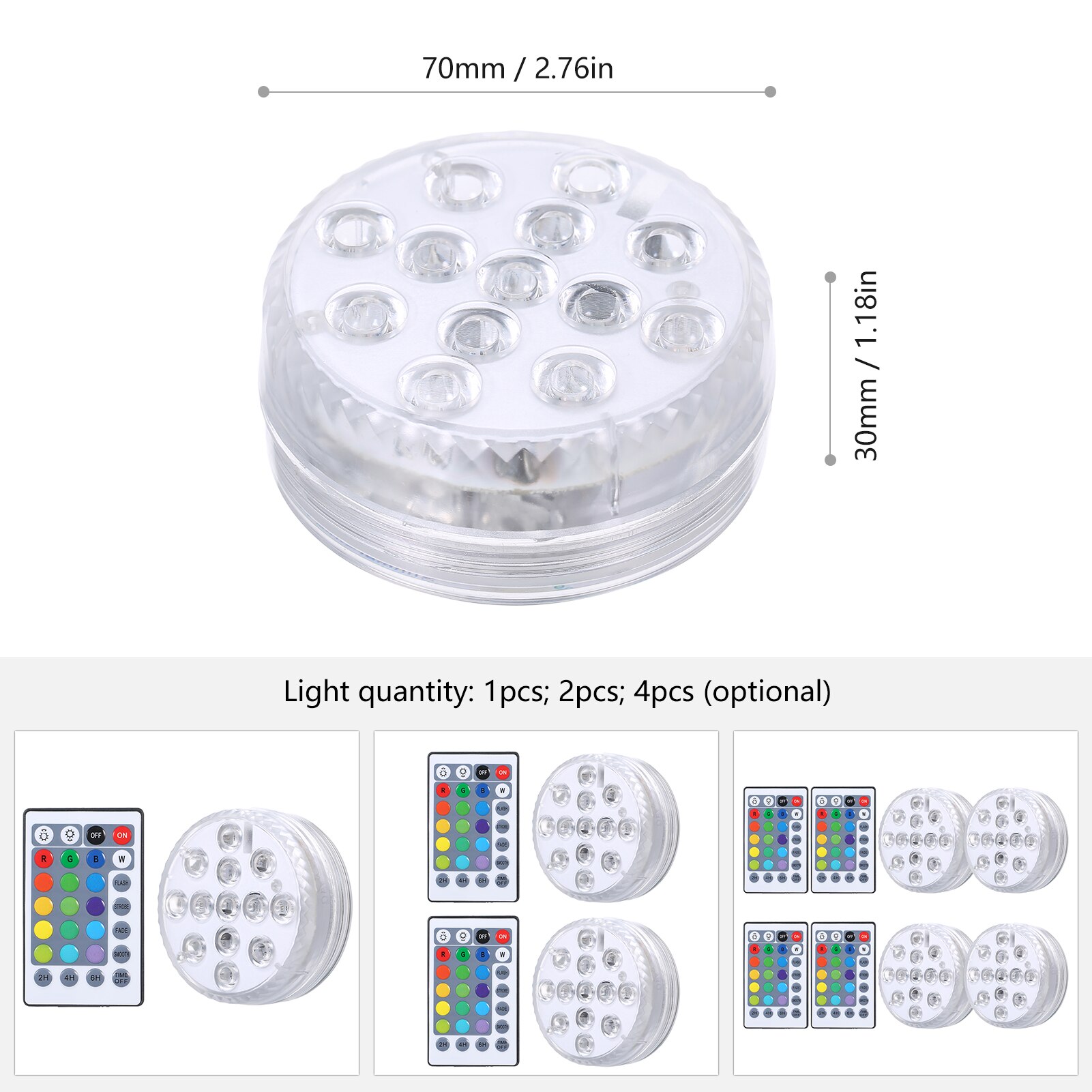 16 Colors Submersible Led Lights With Magnet and Suction Cup Pond Fountain Underwater LED Night Light for Vase,Fishtank