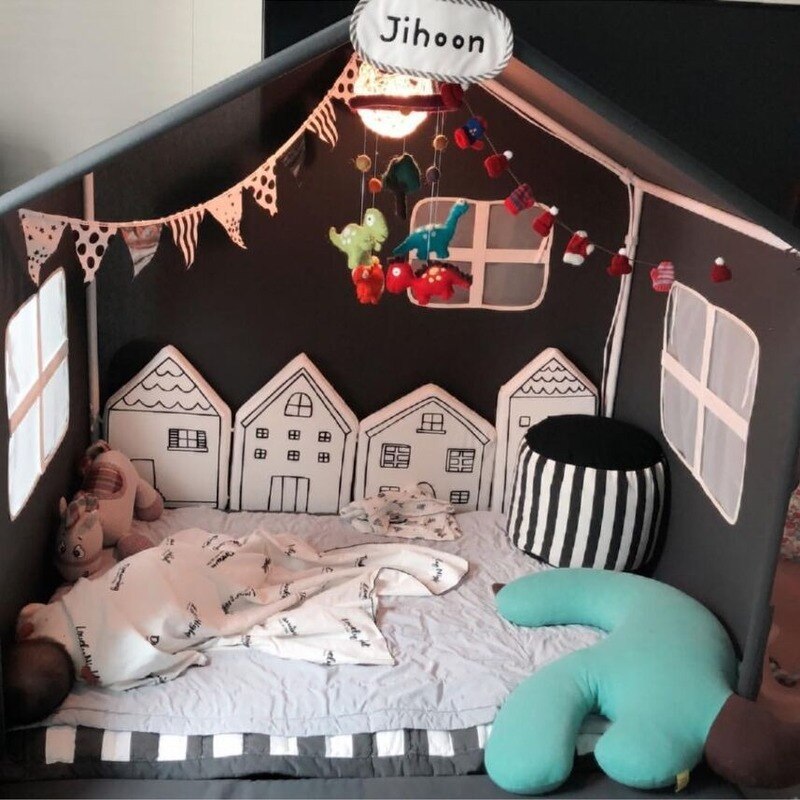 Nordic Stijl Kleine Huis Bed Hek Wieg Bumper Bescherming Vangrail Afneembare Wasbare Kinderkamer Home Decor