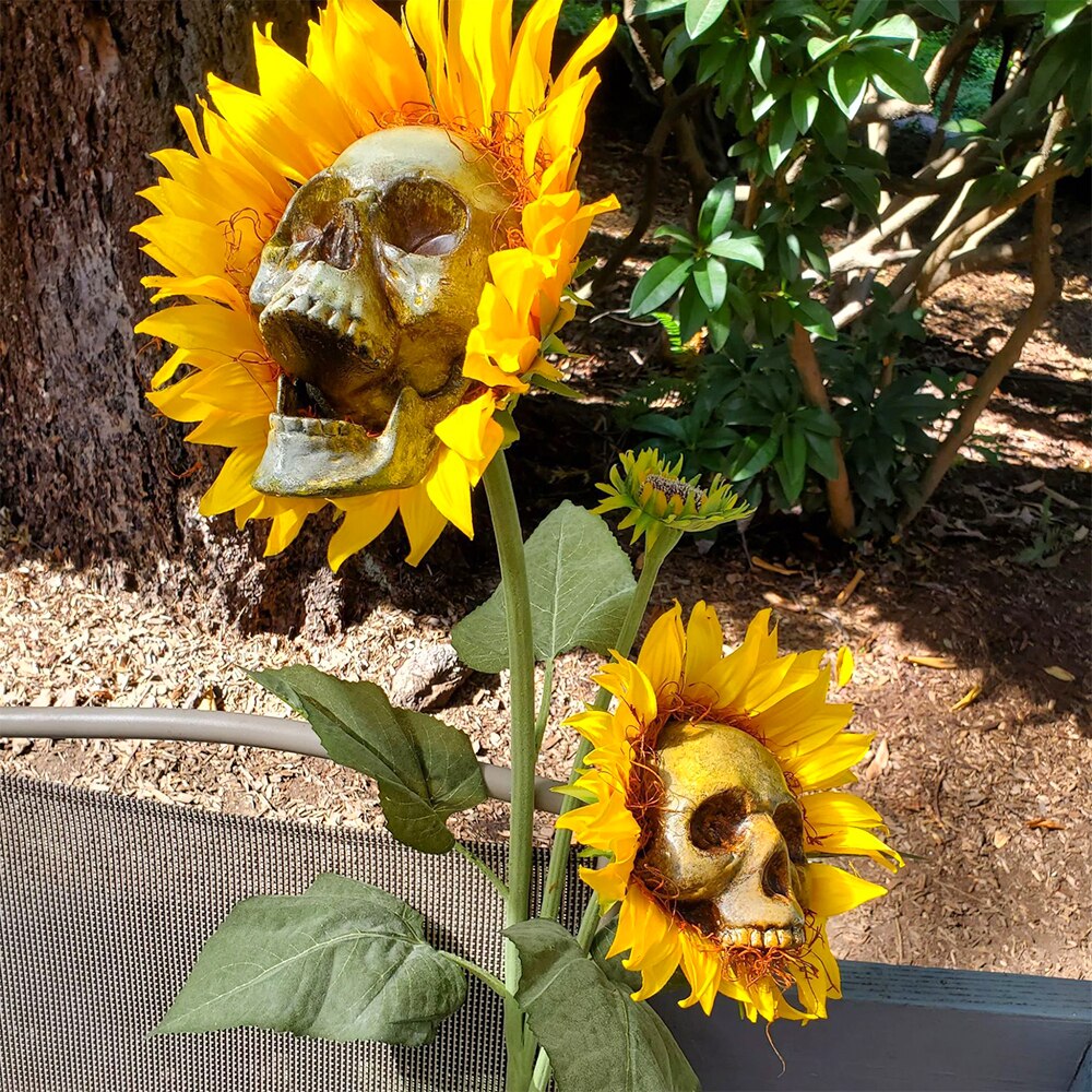 Zonnebloem Schedel Halloween Simulatie Bloem Tuin Horror Sfeer Decoratie Yard Halloween Decoratie