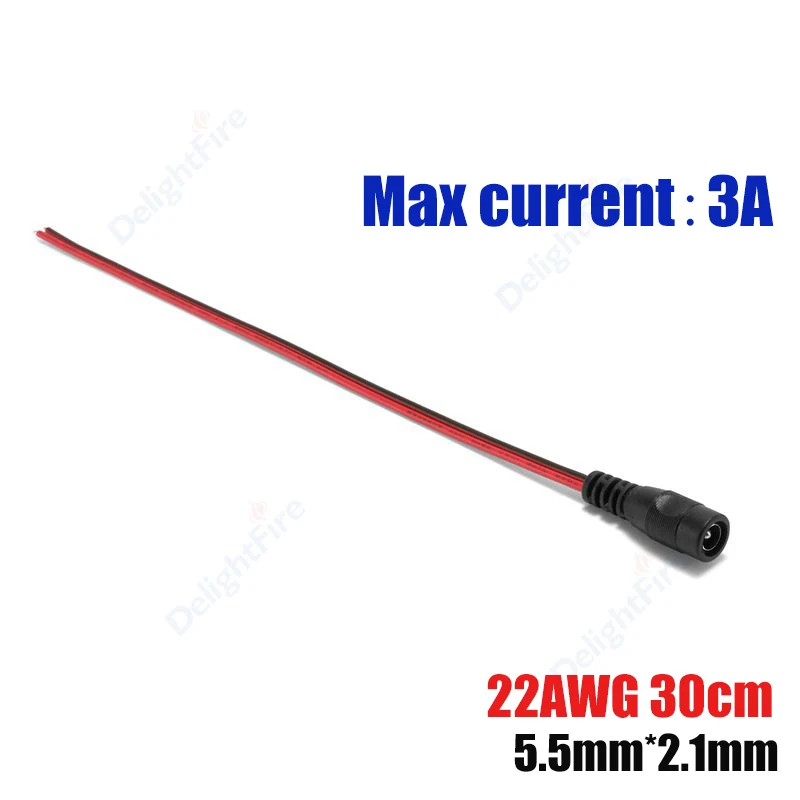 Cable de alimentación CC pelado 22 20 18 AWG macho hembra 12V adaptador conector Pigtail de repuesto para altavoz tira LED cámara CCTV