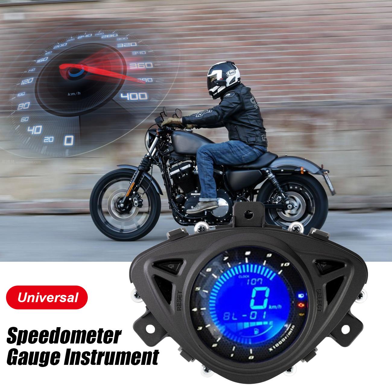 Motorfiets Snelheidsmeter Wisp Toerenteller Kilometerteller Blue Backlight Lcd Digitale Rpm Speed Meet Gauge Instrument Universele