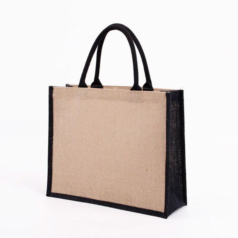 Herbruikbare Jute Tote Bag Eco Vriendelijke Jute Boodschappentassen Voor Winkelen Strand X7YA