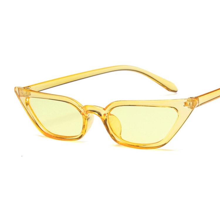 Gafas de sol de de ojo de gato de de lujo de de gafas triangulares estrechas pequeñas gafas de sol Vintage para mujer: Yellow