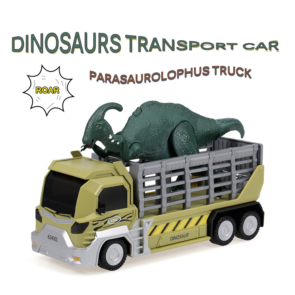 Rc Speelgoed Dinosaurussen Vervoer Auto Carrier Truck Speelgoed Parasaurolophus Pull Back Dinosaurus Auto Cadeau Voor Kinderen
