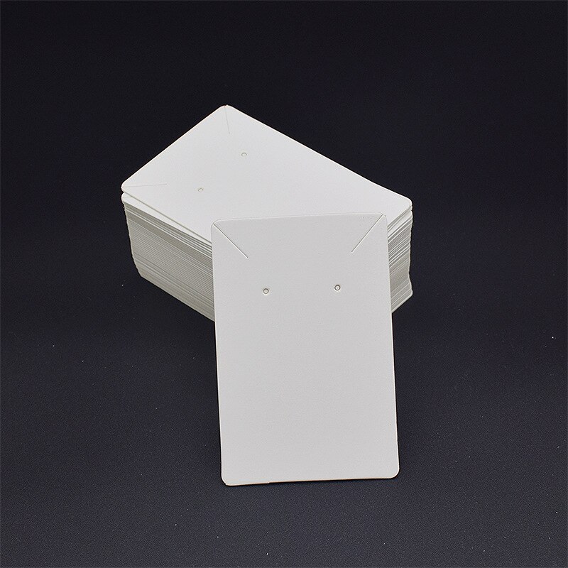 50 stk 6 x 9cm øreringe og halskæde display kort holder blank pap øreringe pakke hængemærke kort smykker viser: Hvid