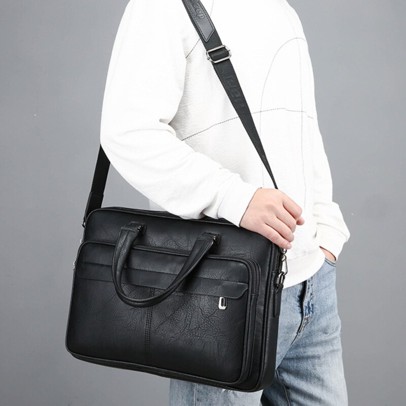 LKEEP Men Briefcase Bag Business Famous Brand Leather Shoulder Messenger Bags Office Handbag Laptop