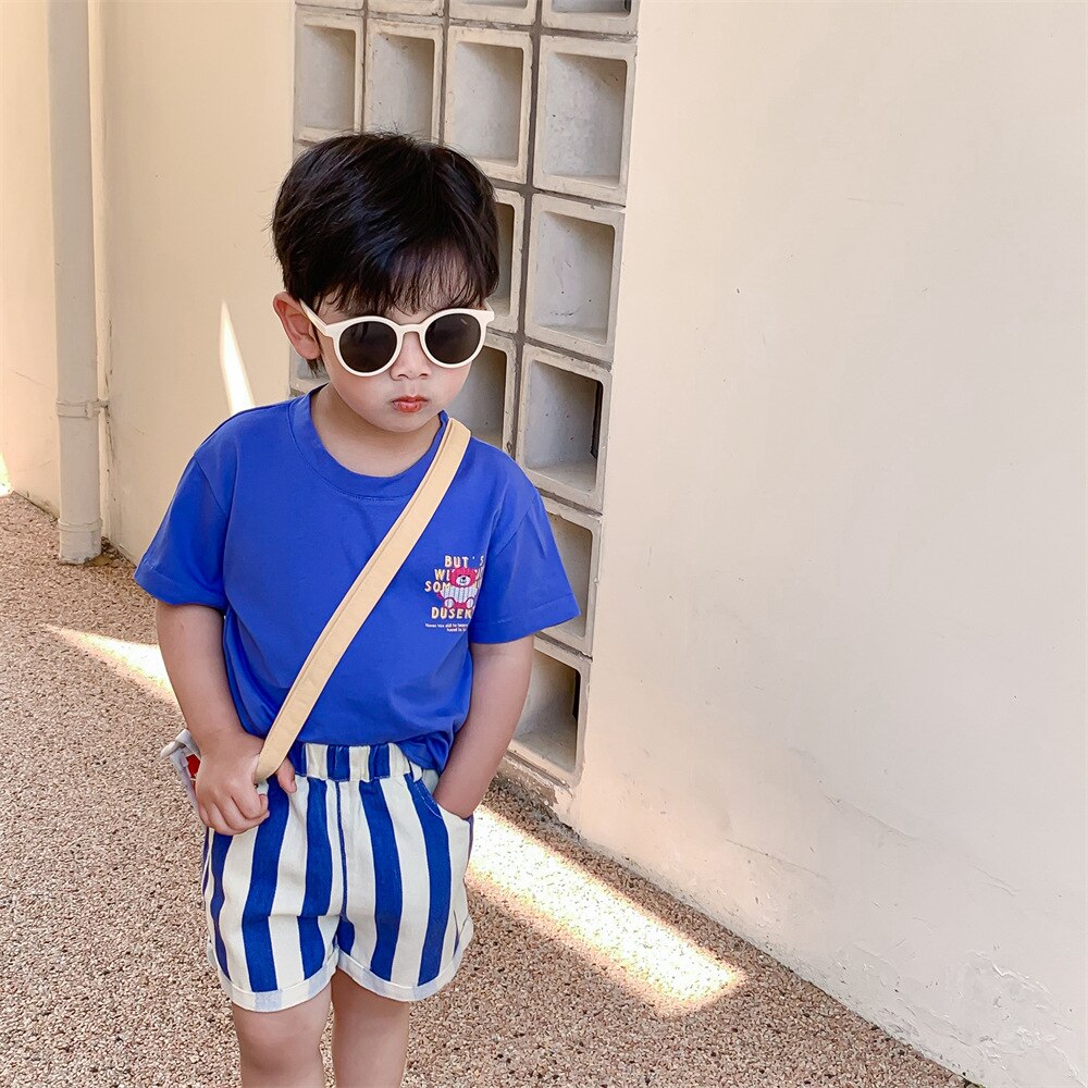Pantaloncini di jeans per bambini 2220C 2022 nuovi pantaloni coreani in cotone lavato a righe verticali coreane per ragazzi e ragazze 2-7 anni