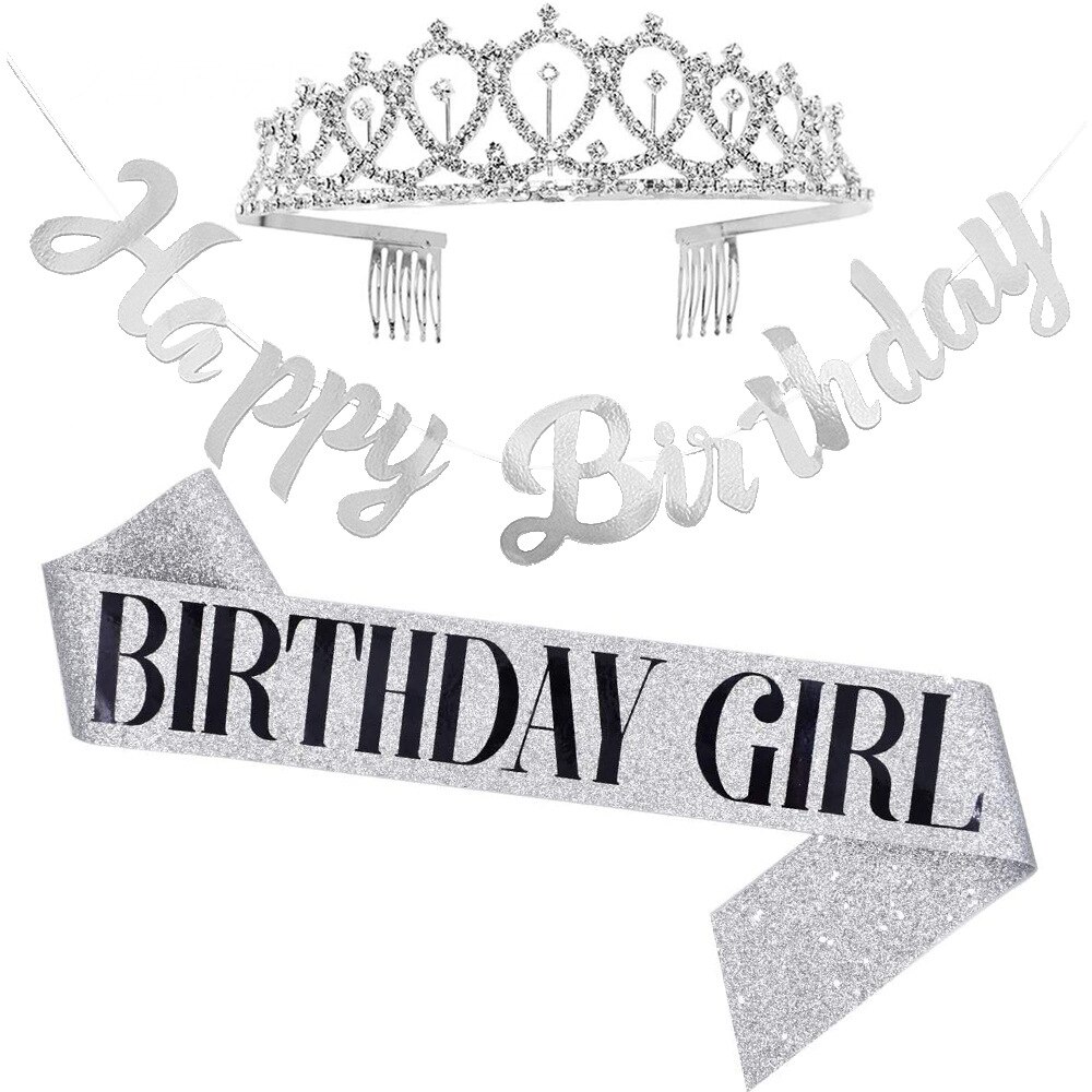 Geburtstag Mädchen Schulter Gurt Krone Banner 3 stücke Gesetzt Glücklich Geburtstag Party Dekor freundlicher Mädchen jubeln Geburtstag Mädchen Gefälligkeiten