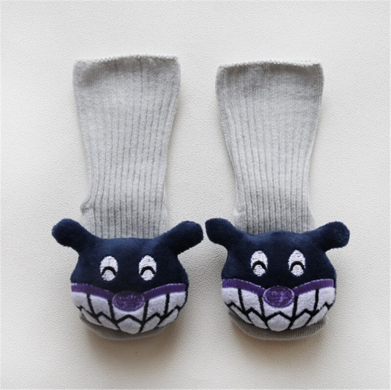 0-3T Baby Warmer Kousen Baby Boy Girl Cotton Cartoon Antislip Peuter Floor Panty Laarzen Vloer slipper Strik Kousen: Grijs / 3T