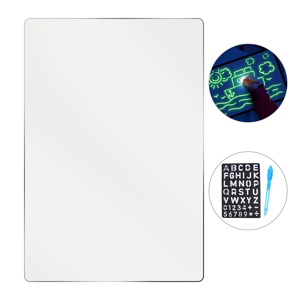 Fluorescerende Tekentafel Tablet Licht Tekening Pad Doodle Schrijfbord Glow In Dark Met Fluorescerende Pen Alfabet Stencil