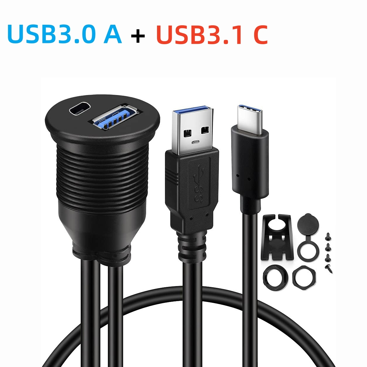 Przedłużacz USB 2.0 A&rodzaj-C USB 3.0 A&rodzaj-C 2.0/3.0/3.1 męnarty na żeńnarty robić montażu na desce rozdzielczej samochodu Wodoodporny kabel podtynkowy robić montażu na panelu