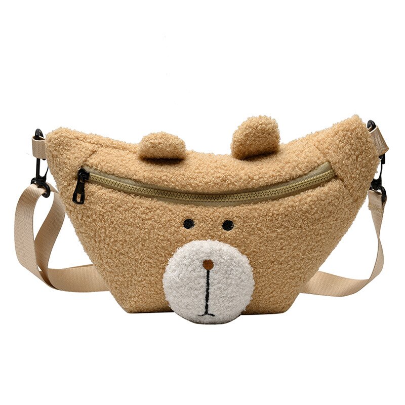 Pluszowy miś talia torba dla kobiet torebki na pasku na biodra zimowa puszysta futerkowa saszetka/nerka telefon Pakiet tendencja dziewczynka ramię piterek