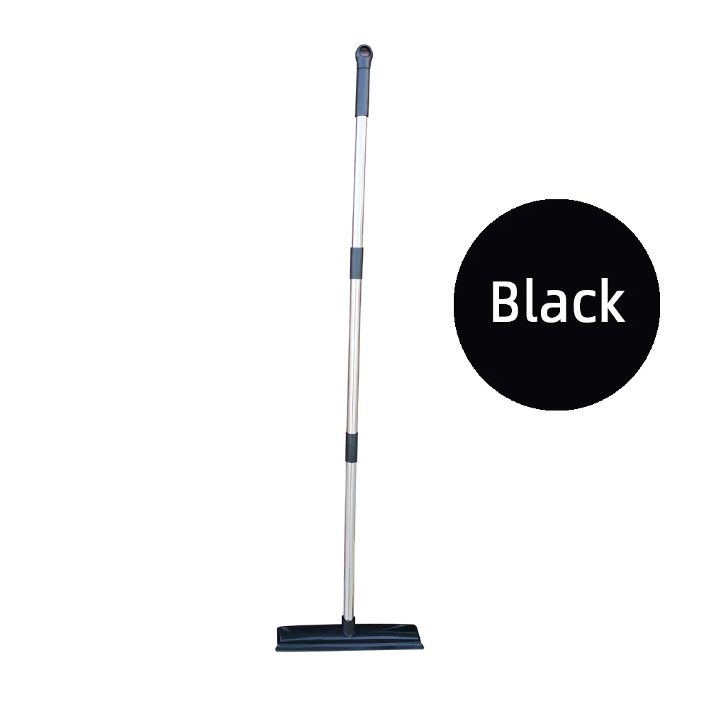 Vassoura de borracha para cabelo de animais de estimação, escova de chão, vassoura de aço inoxidável com rodo, removedor de pelos, limpeza para tapete, removedor de pelos de cães: Preto