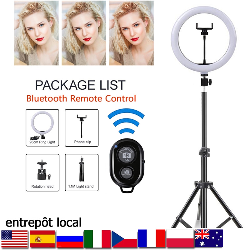 10inch Selfie ring light photography light led RIM lamp with mobile phone holder large tripod ringlight