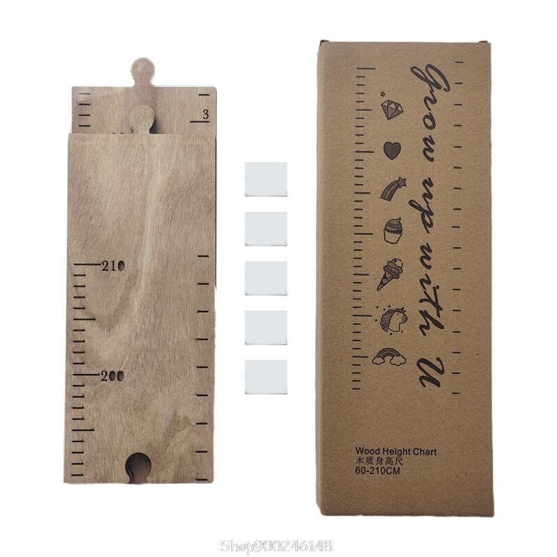 Baby Height Measure Wooden Wall Hanging Ruler Child Kids Growth Chart Bedroom Home Decor Wall Sticker Decorative Props O23 20: 2