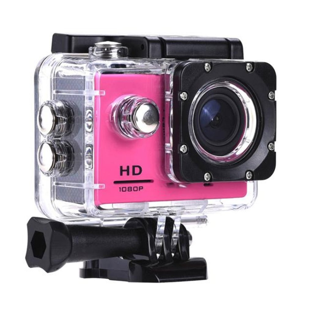 Wifi Action caméra plastique 30M étanche aller plongée Pro Sport Mini Dv 1080P caméra vidéo casque de vélo voiture Cam Dvr: pink