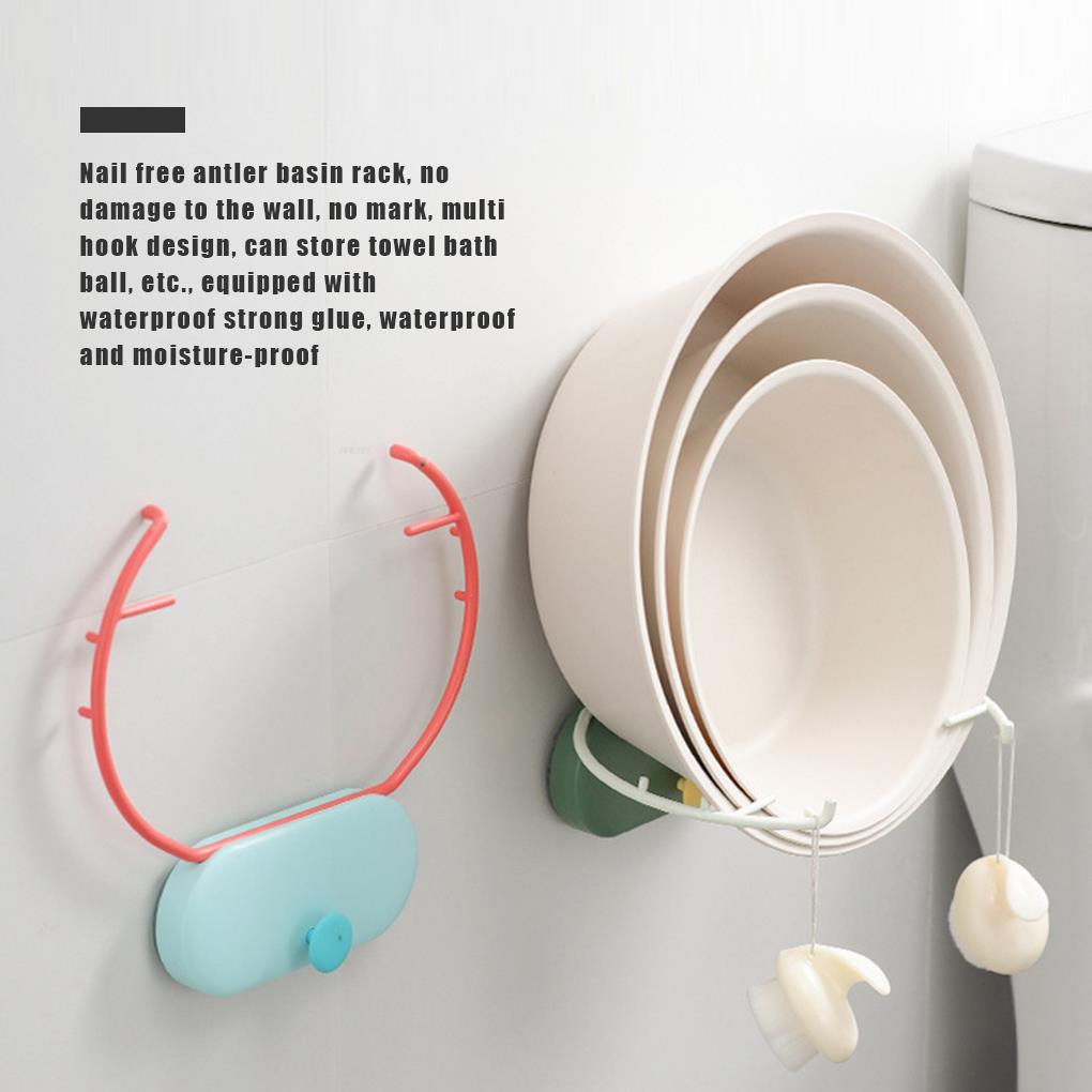 1pc Washstand Wall Mounted Bathroom Washbasin Rack Waterproof Foldable Free Punching Washstand Sapce-Saver Bathroom Storage Tool