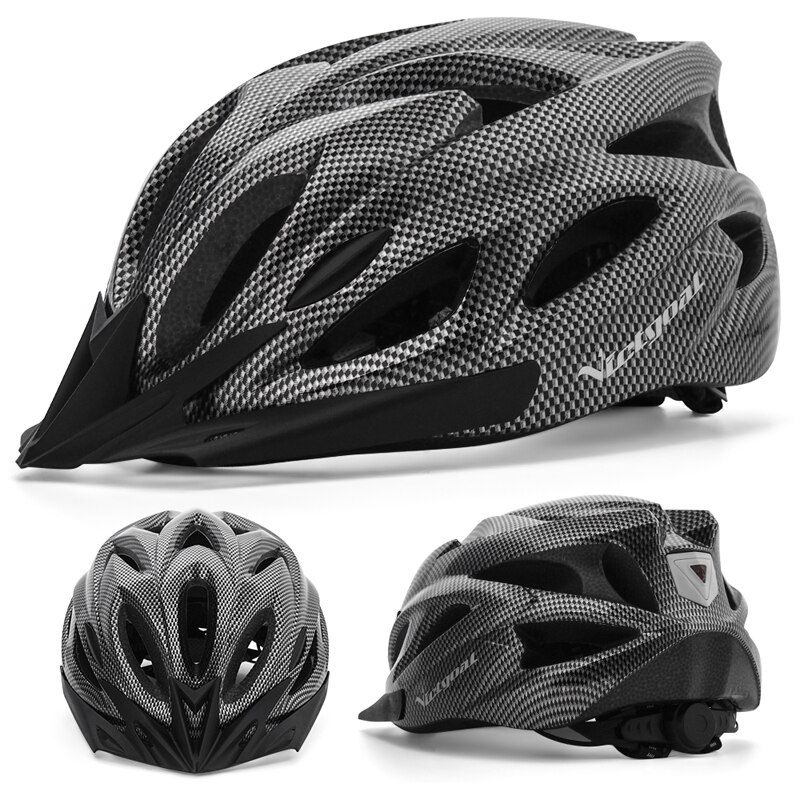 VICTGOAL Adult Bike Helmet with LED Light Bicycle Helmet with Sun Visor for Men Women Road Mountain Bike Cycling Scotter E-bike: Cfibre