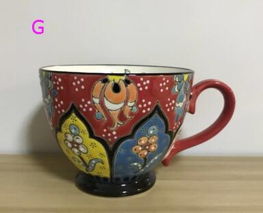 nordisch Kaffee Tasse Frühstück Tasse Hand Gemalt Suppe tasse Kreative Keramik Becher Getreide becher Wasser Tassen Erleichterung becher CL09282206: G