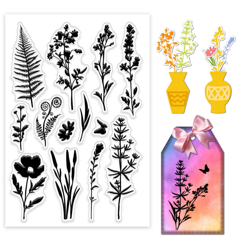 Sellos transparentes de esquina de plantas, sellos transparentes de silicona con borde de rosa y flores, sellos transparentes para tarjetas de álbum de recortes DIY: Champán