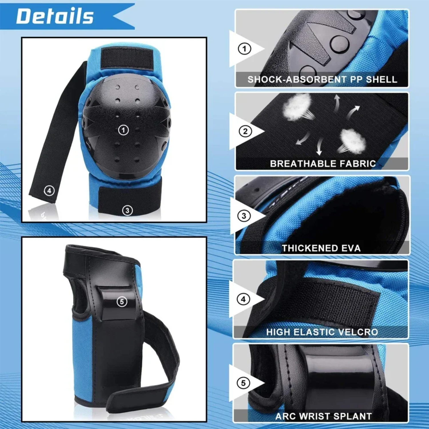 6 uds/rodilleras para adultos coderas protectores de muñeca equipo de protección monopatín patinaje sobre ruedas ciclismo BMX bicicleta