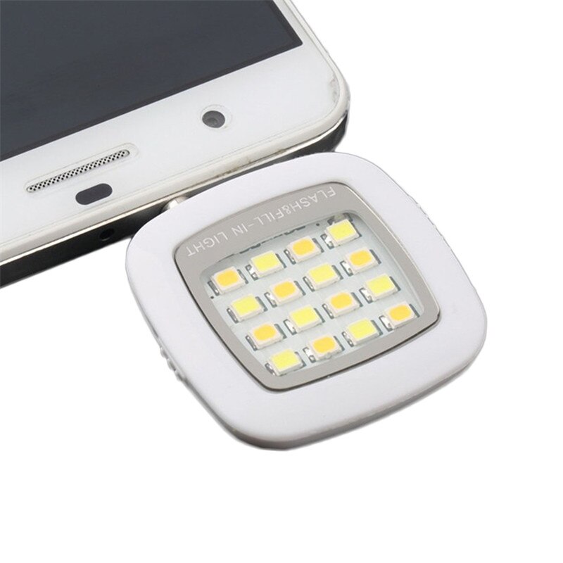 Mini Android Portable 16 Selfie Flash LED caméra lampe lumière pour iPhone Samsung Xiaomi 3.5mm prise Jack téléphones mobiles lentille
