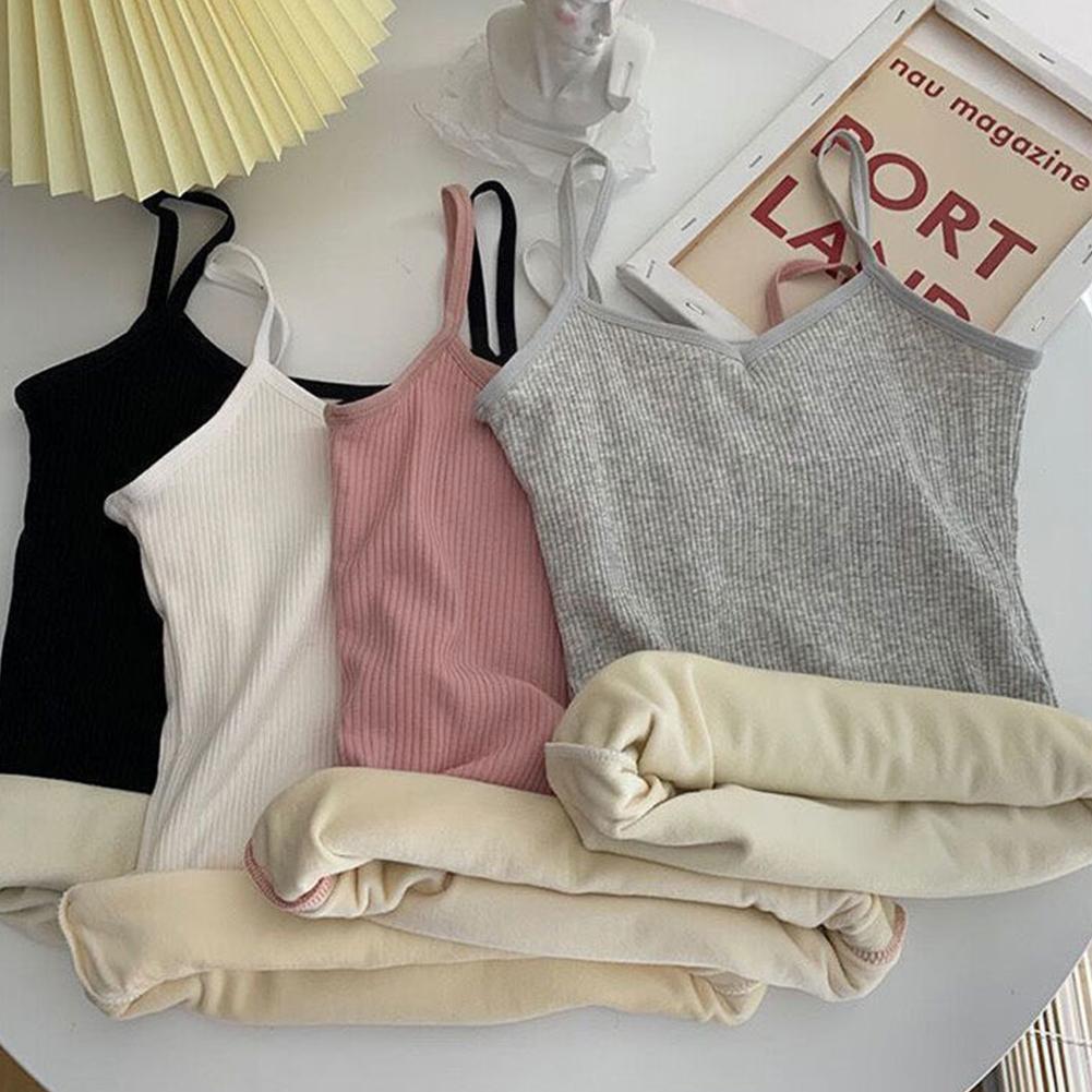 Chaleco de terciopelo sin mangas para mujer, ropa interior gruesa, cálida, combina con todo, camiseta cálida, E9n1