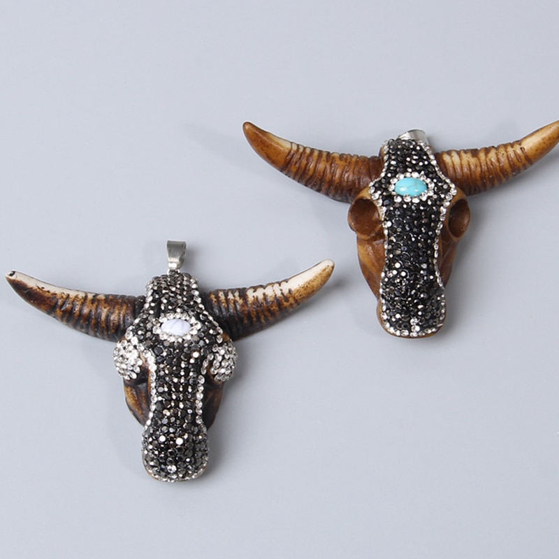 Vintage skinnende perler charme kobenben armbånd til smykkefremstilling halskæde ko amulet vedhæng retro halskæde mænd kvinder