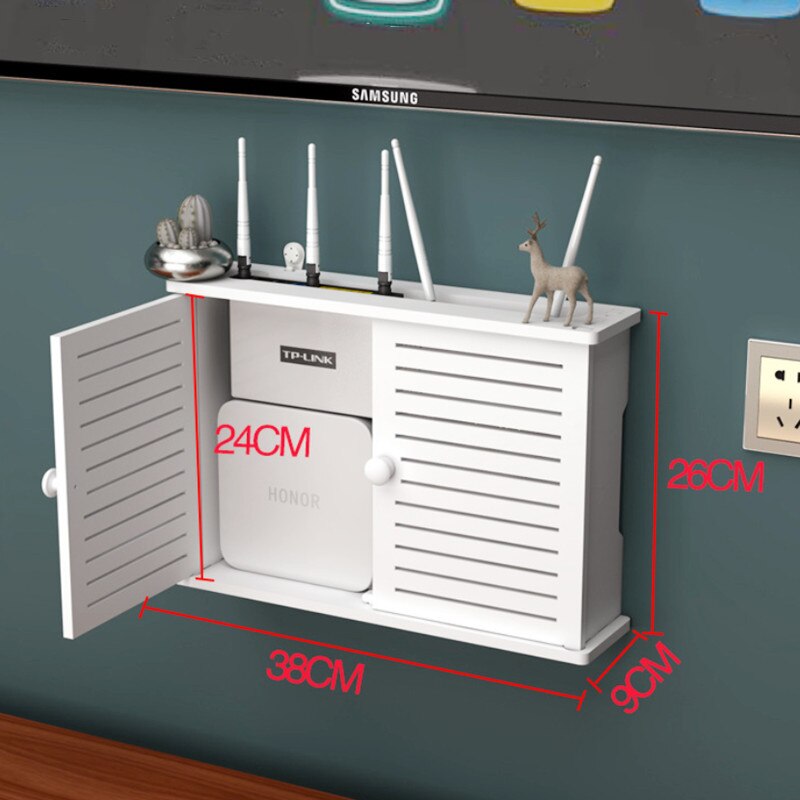 Cajas de almacenamiento para enrutador Wifi inalámbrico, soporte de Cable más madera-plástico, para colgar en la pared, enchufe, tablero, bricolaje, decoración del hogar: 01 Single louver