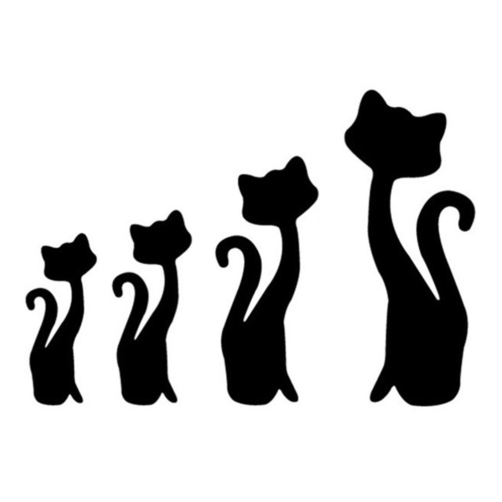 Adesivi murali specchio rimovibile a forma di quattro gattini adesivi decorazione soggiorno telecamera da letto decorazioni per la casa forniture per decorazioni di moda: nero