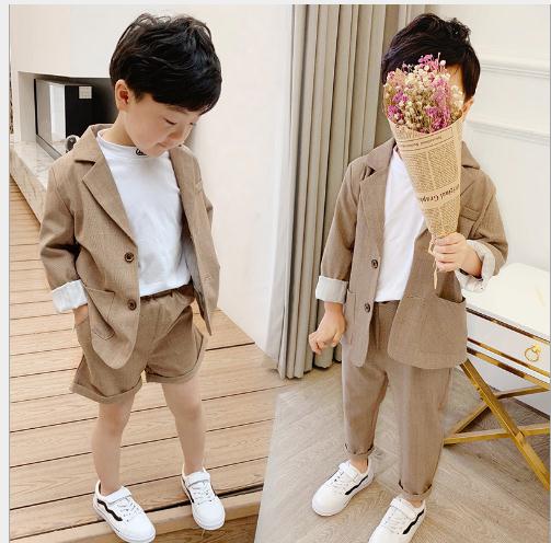 freundlicher braun Hochzeit blume Junge/Mädchen Blazer Anzug Formale Jungen Rauchen setzt freizeit Anzug freundlicher Reise Kleidung einstellen