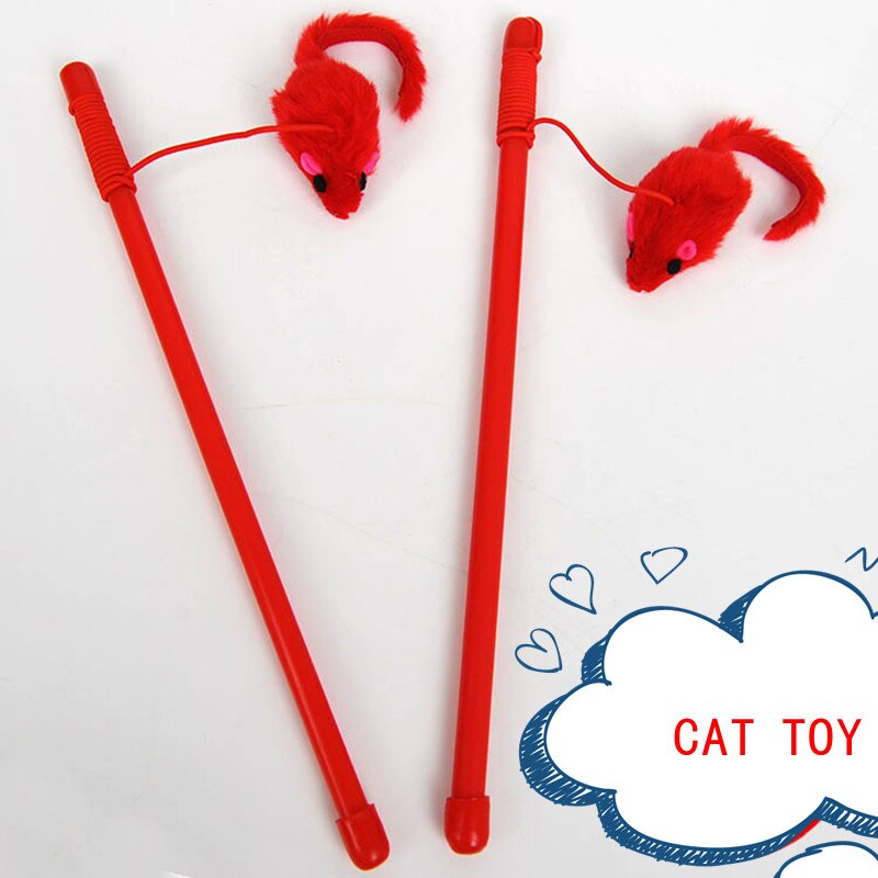 Pet Cat Toy Cute Mouse Stick Teaser Wand Plastic Toy for Cat Toys Pet Cat Tunnel Fat Cat Cute