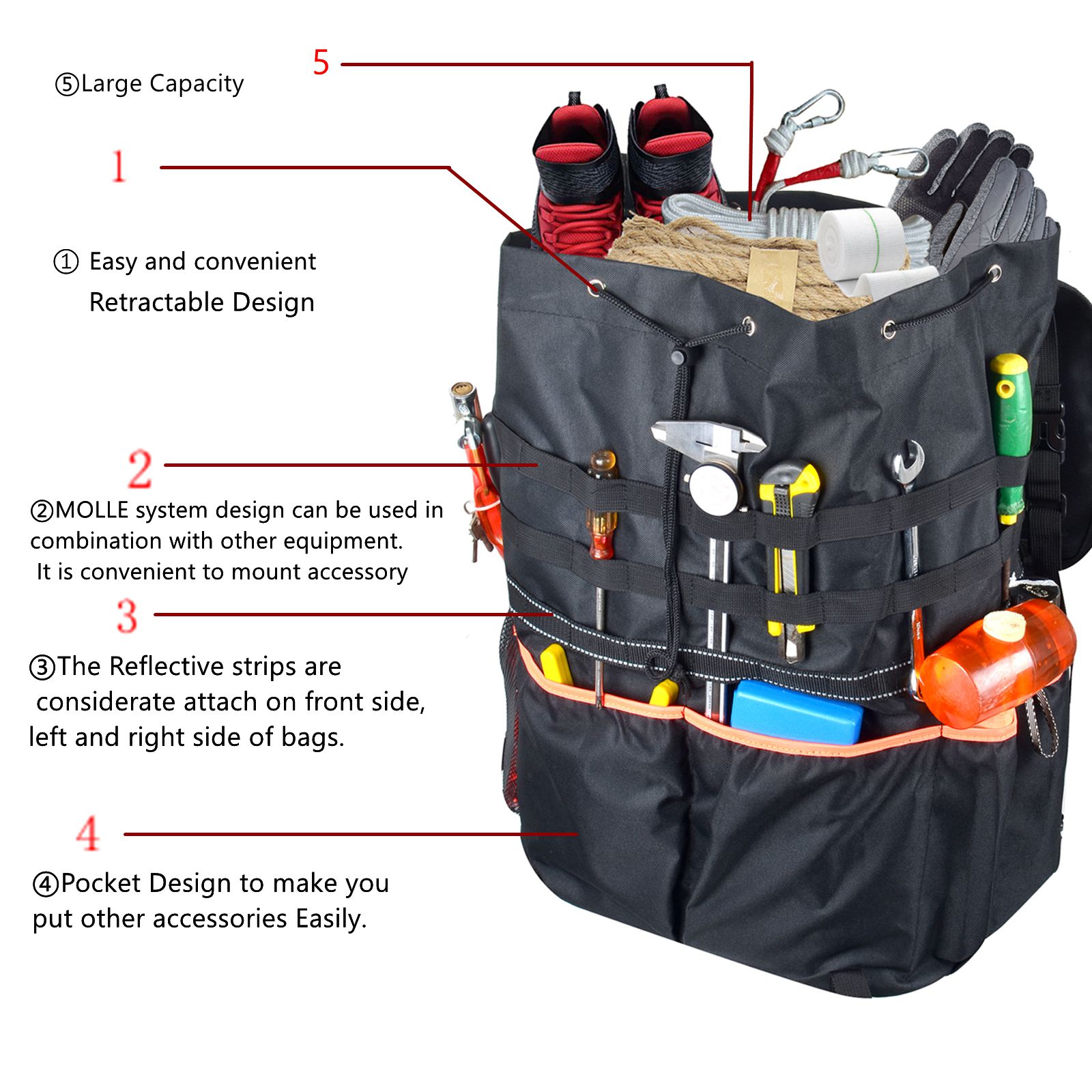 Spare Tire Trash Bag, Universal Fits 40" Tire Overland Series Spare Tire Bag for Wrangler JK Cargo Storage Bag