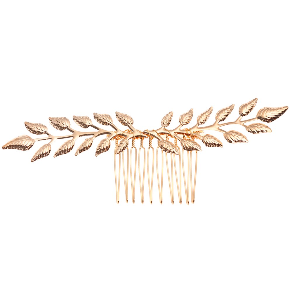 Vintage Hårbøjle Guld Blade Krans Bryllup Brude Tilbehør Hårbånd Kvinder Retro Krone Smykke Tiara: 8