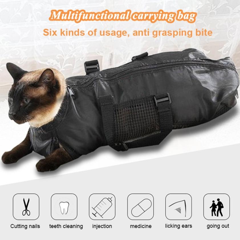 Multi-Functionele Kat Grooming Tas Terughoudendheid Tas Katten Nail Knippen Cleaning Grooming Tas Huisdier Supply Cat Carriers