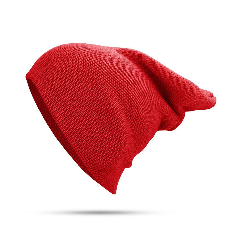 Gorro de invierno cálido liso con puños para hombre y mujer, gorro de esquí con estampado de Calavera, elástico suave, para uso diario,: Rojo